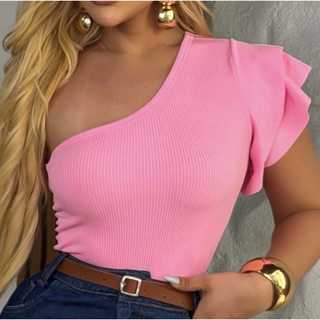 cropped um obro feminino, muda manca, com babado, no canelado anarruga, 6 cores disponíveis, tamanho único