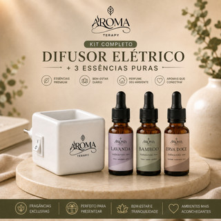 Kit Aromatizador Elétrico +  Essências Aromaterapy Original - Difusor Elétrico de Aromas Premium