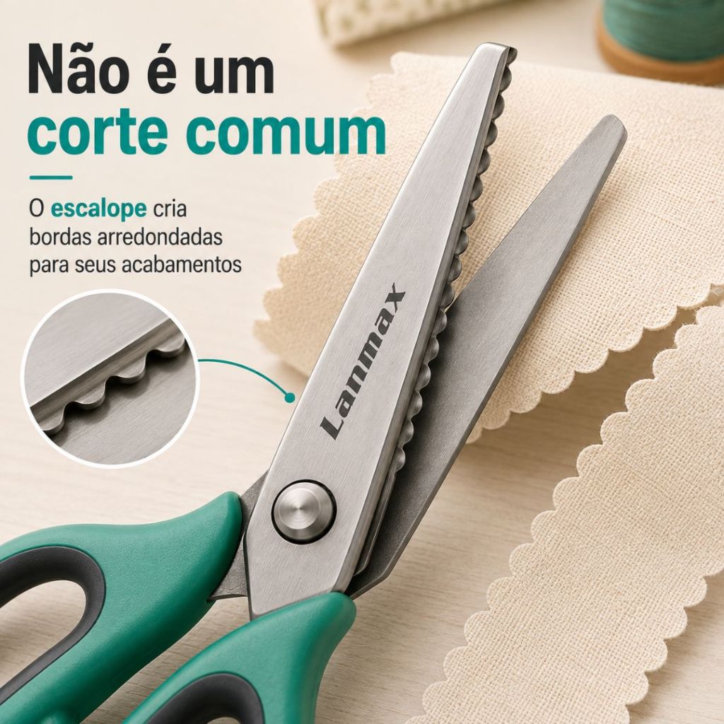 Tesoura De Picotar Escalope  (onda) Arredondado Profissional  Papel Tecido E.V.A Plastico Artesanato