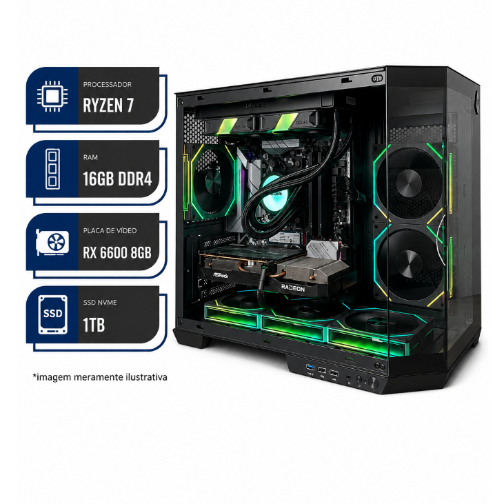 PC Gamer-Ryzen 7 5700X, RX 6600 8GB, B450M ASROCK, 16GB RAM DDR4, SSD NVME 1TB, 
