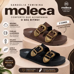 Sandália Feminina Moleca Papete Feminina Moleca Fivela Ajustável Slide Birken Confortável Original