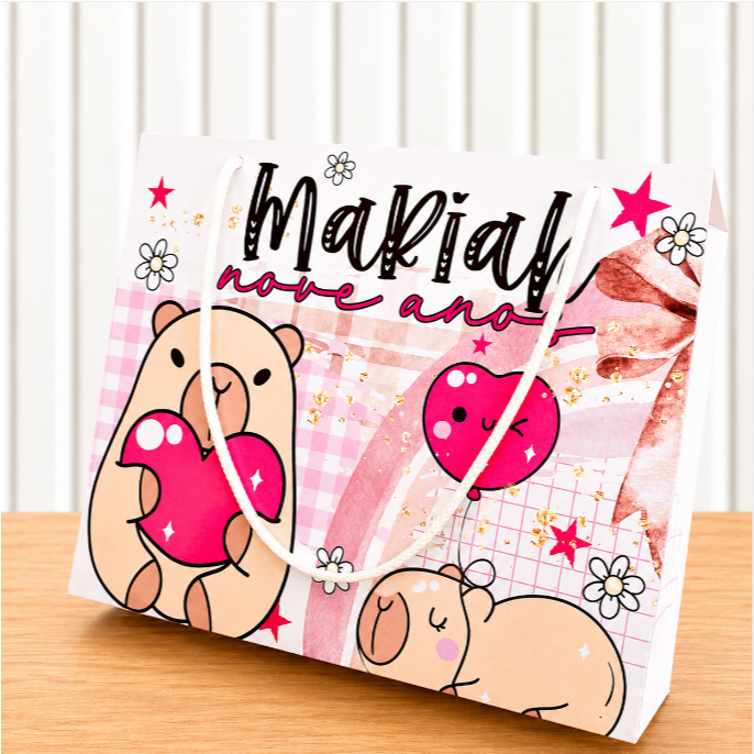 Sacolinha G capivara Personalizada para Festa Infantil - sacolinha capivara - Lembrancinha de Aniversário.