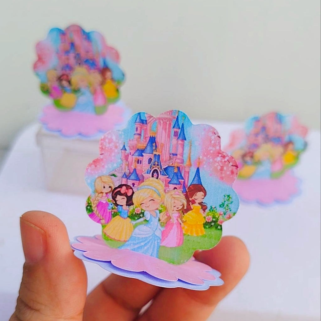 Kit Aplique 3D, 10, 20, 30 ou 40 und. Tag PRINCESAS Personalizada | Lembrancinhas | Festa infantil | Aniversário