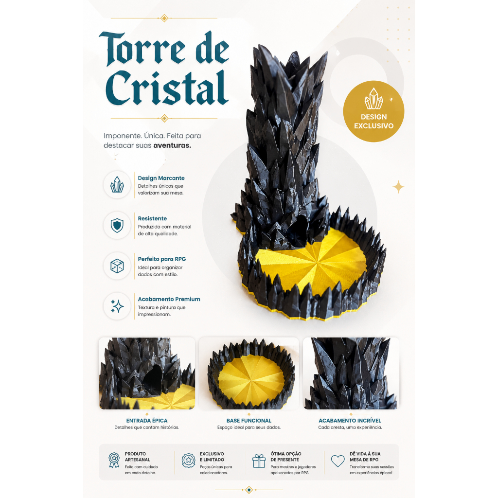 Torre de dados Cristal,Torre para jogo de tabuleiro, Dice tower, RPG de mesa, 3D, multicolorido