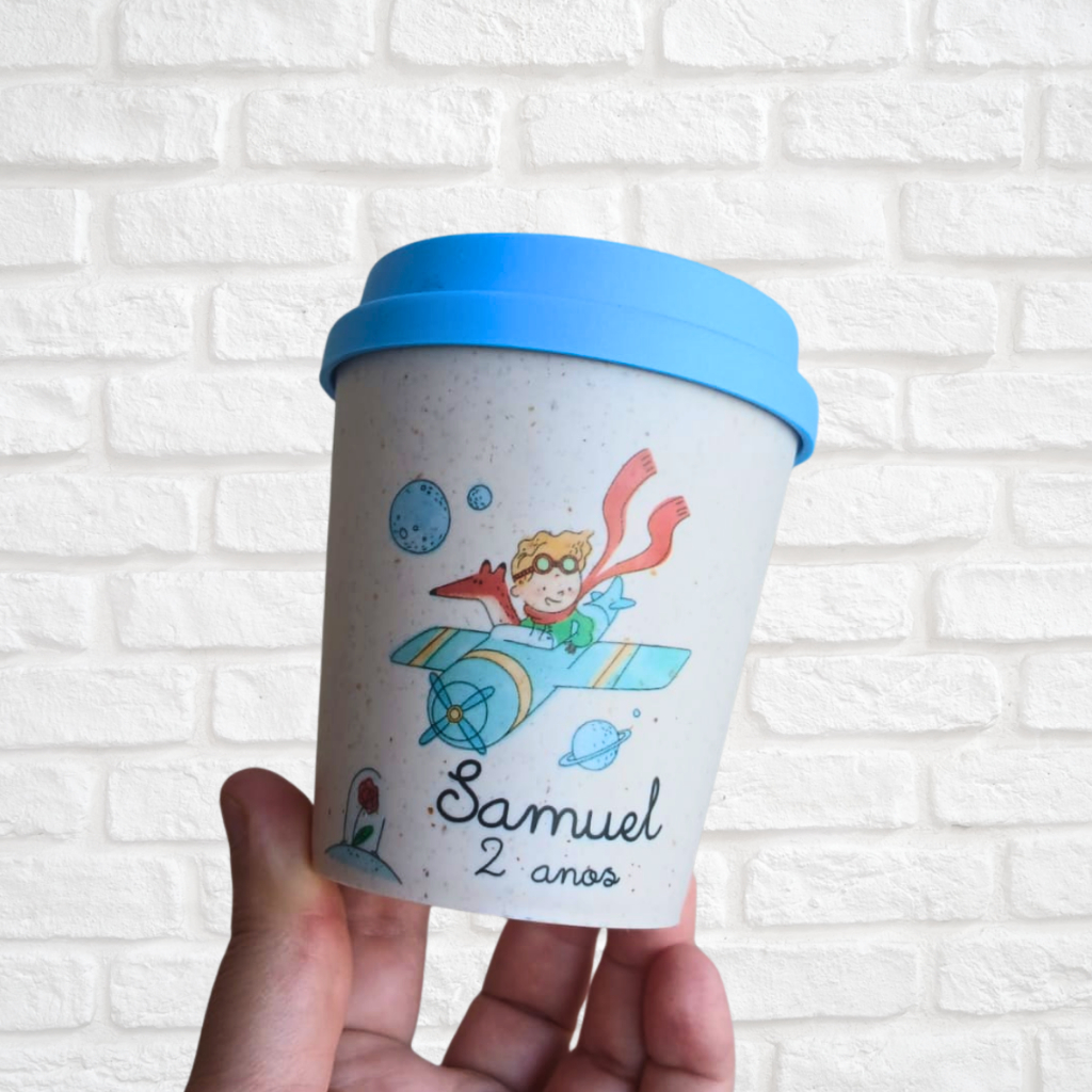 Copos Eco Mini Bucks 250ml Personalizados lembrancinhas de aniversário - Pequeno Príncipe - Fazemos em outros temas