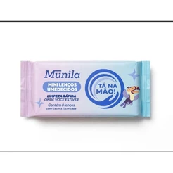 Mini Lenços Umedecidos Munila-Bolso-Unitario-Contendo 8 folhas -Suave e refrescante-Ideal para bolsa e viagem