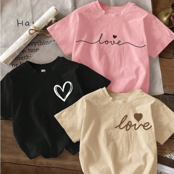 Kit 3 Camiseta Infantil Menina T-shirt Feminina Algodão Basica Moda Blogueirinha Blusas Estampadas — imagem 1