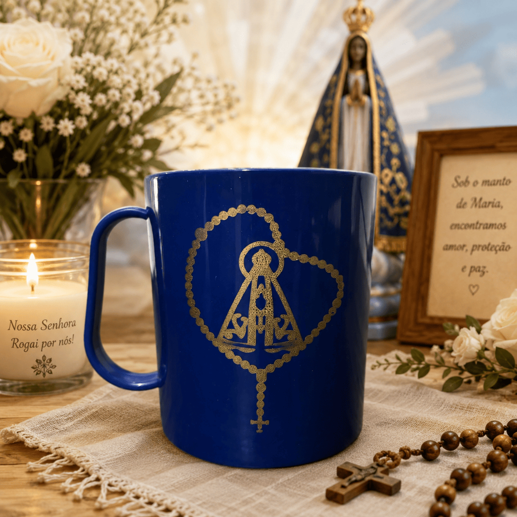 kit 20 canecas nossa senhora aparecida plastica 320 ml - festa,lembrancinha, mãe do ceu, religiosa