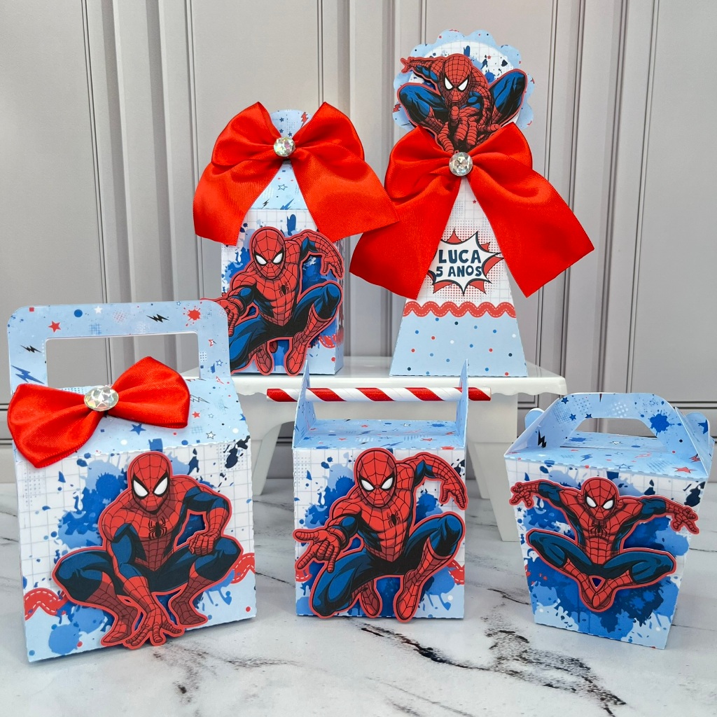 Kit Festa LUXO Personalizados HOMEM-ARANHA | Caixinhas Personalizadas | Lembrancinhas de Aniversário | Festa Infantil