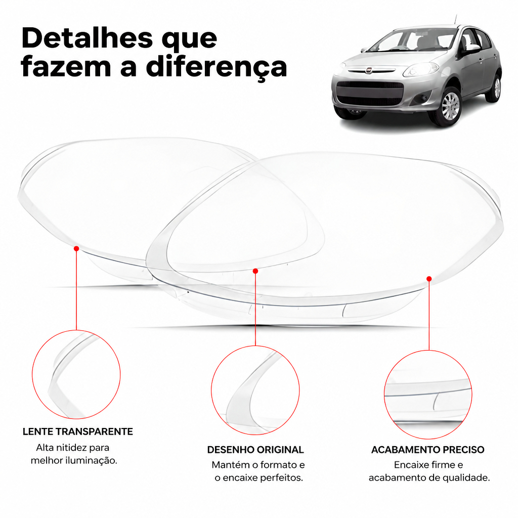 Par/Un Lente Farol Palio G5 2012 2013 2014 2015 2016 Attractive Lentes 1ª Linha Novo — imagem 2 de 2