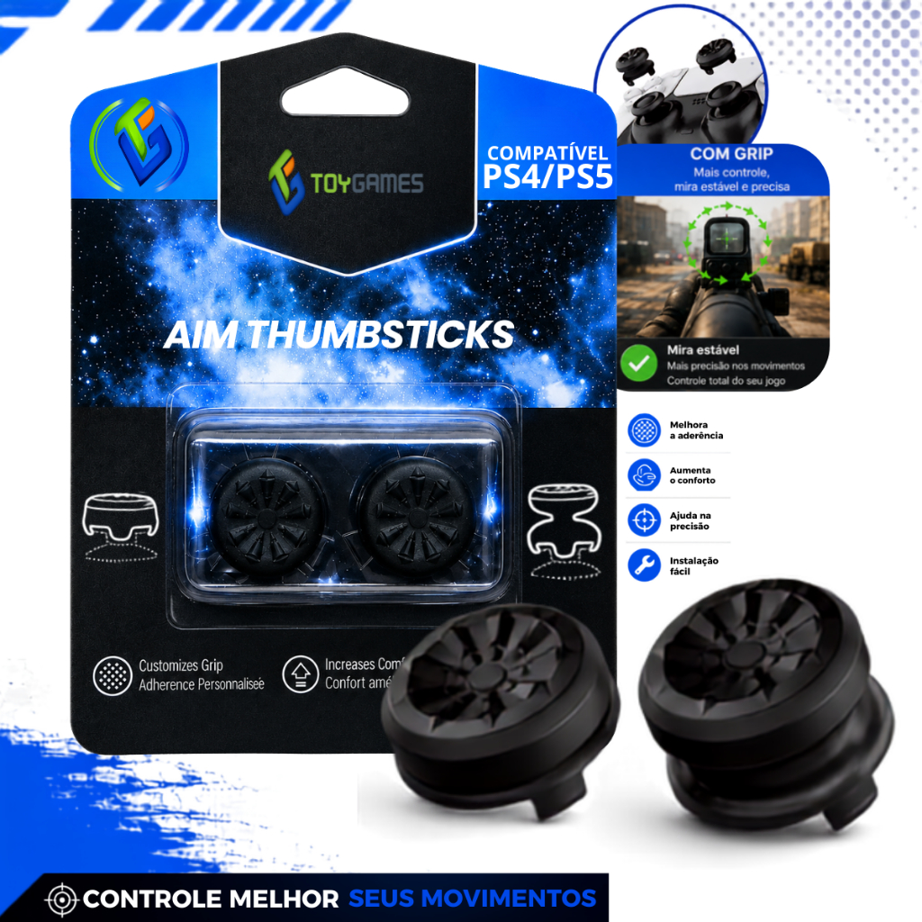 Par Grip Extensor Thumbsticks Freek Gamer Silicone Control Fps Premium Analógico Compatível Ps4 Ps5 Xbox One Series S/x