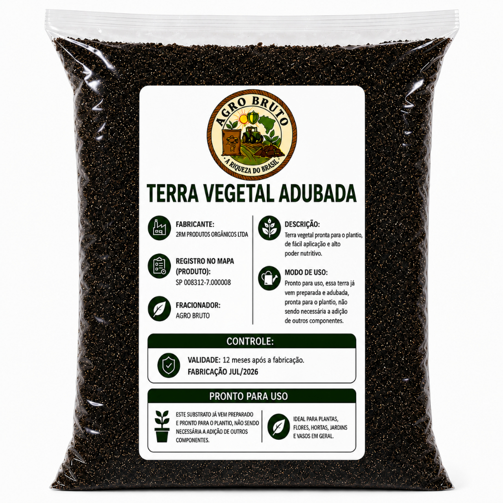 Terra Vegetal Adubada Orgânica 1kg a 10kg Pronta Plantio Vasos Hortas Jardins Flores Mudas