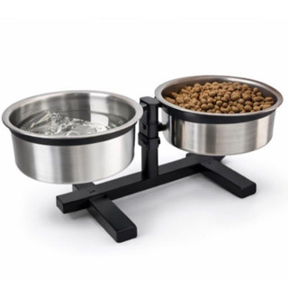 Comedouro duplo elevado alto ajustável para  cães e gatos