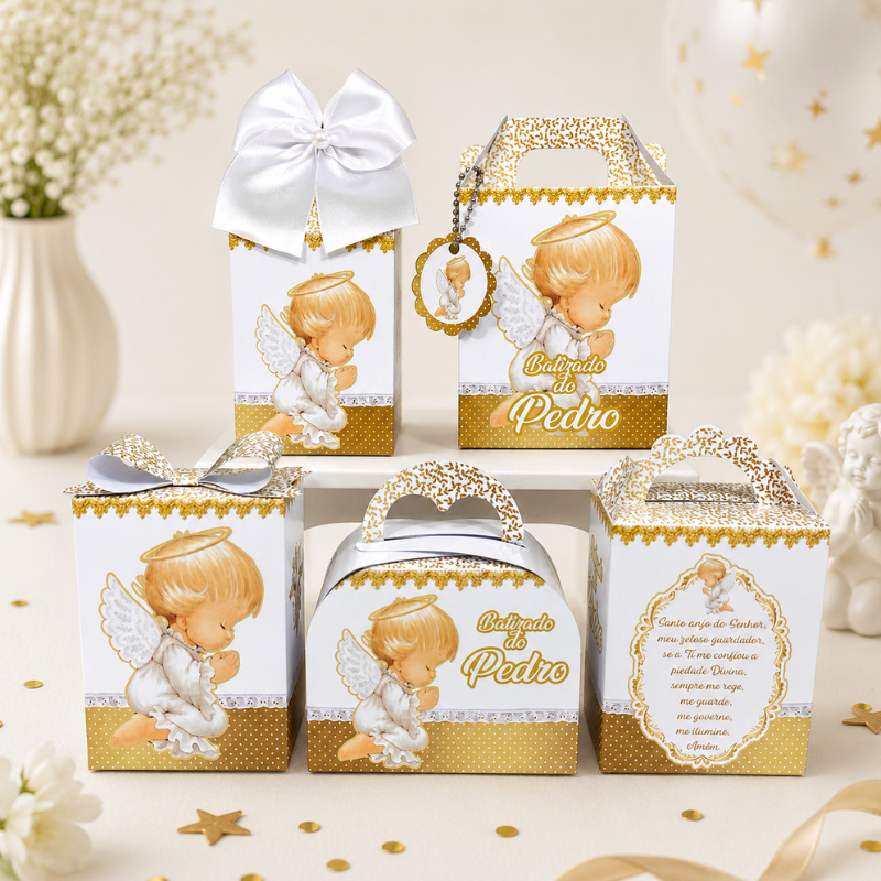 Caixinhas personalizados  lembrancinhas  Batizado  Kit festa  Batizado anjinho loiro / montada ou pegue e monte