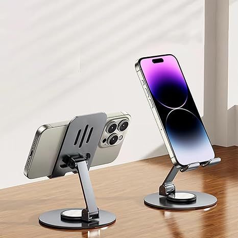 Suporte para celular Gesoty com rotação de 360°, ajustável e dobrável, para celulares/iPads de 4 a 10,2 polegadas.