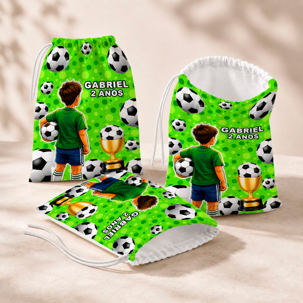 20 Sacolinhas Personalizada Festa Infantil 18x26 Aniversário Lembrancinha Futebol M2