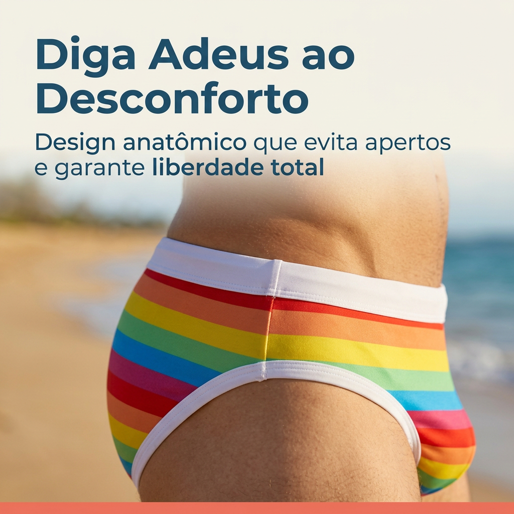 Z&D Ligeries Sungas Masculino Cavadas Estampa Arco-íris Respirável Com Bojo 25167 · foto 2