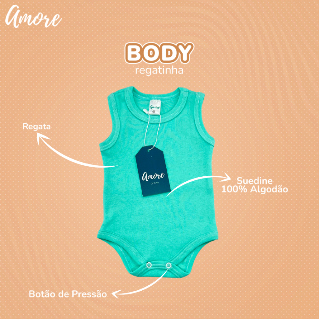 Roupa Bebê Body Regata Amore 100% Algodão · foto 2
