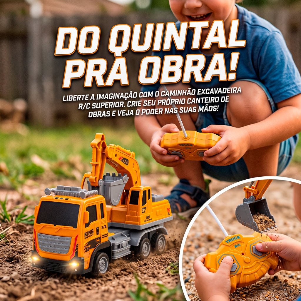 Caminhão Retroescavadeira Controle Remoto Led Escala 1:16 Brinquedo Construção Infantil · foto 2