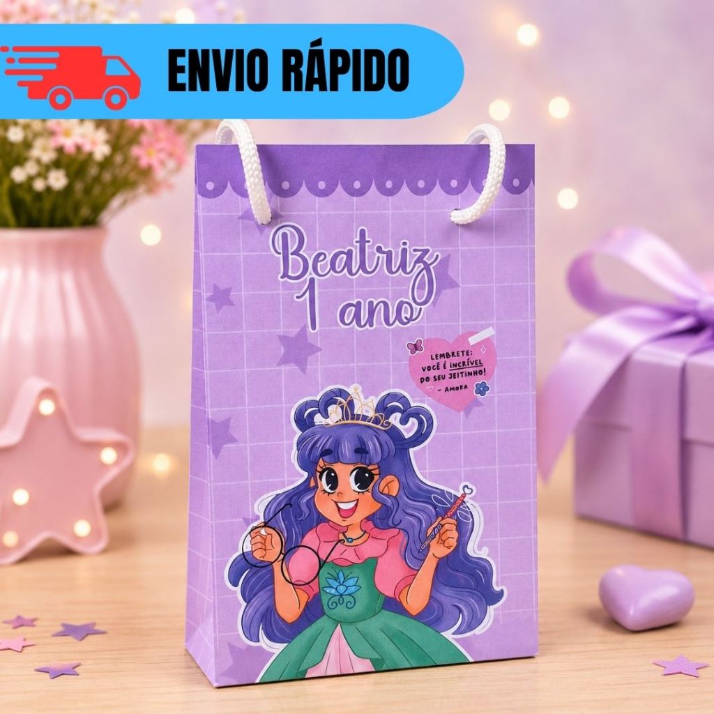 ENVIO RAPIDO Kit 10 a 30 Sacolinhas Personalizada O Diário Princesa Desastrada Lembrancinhas Festa Infantil Aniversário