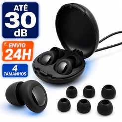 Tampão de Ouvido para Dormir Protetor Auricular Silicone Macio Cancelamento de Ruído 30dB Reutilizável com Estojo