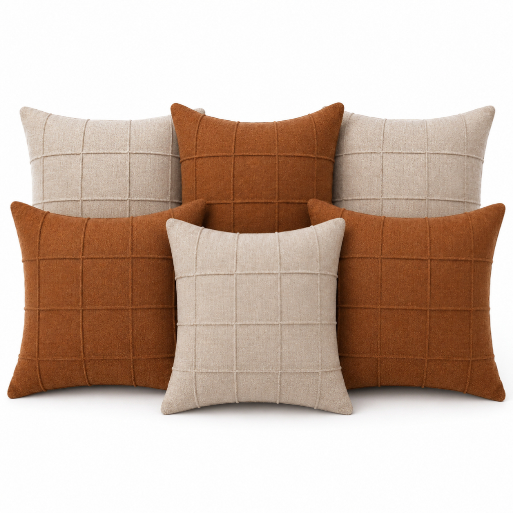 Kit com 6 Capas de Almofada de Linho 40x40 Linho Premium Decorativa Zíper Sofá Sala Quarto