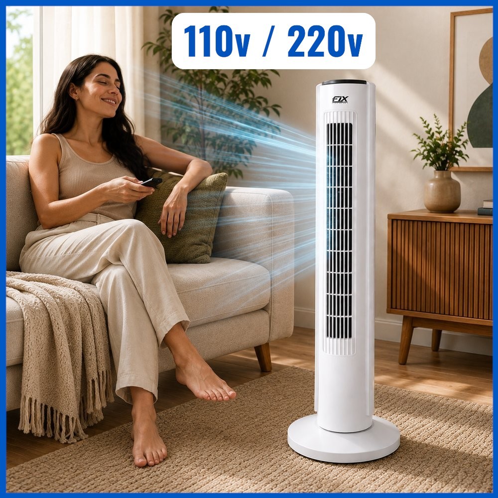Ventilador de torre Silencioso grande De Coluna Circulador de Ar 110v / 220v 3 Velocidades Potente Slim