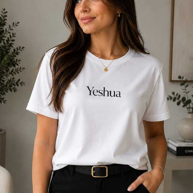 Camiseta Yeshua 100% Algodão Blusa Igreja Gospel Camisa Escrito Evangélica Culto Tshirt Confortável