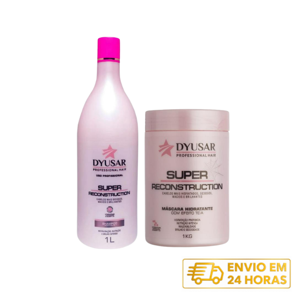 Kit Super Reconstrução Capilar Profissional Shampoo e Máscara DYUSAR Grande