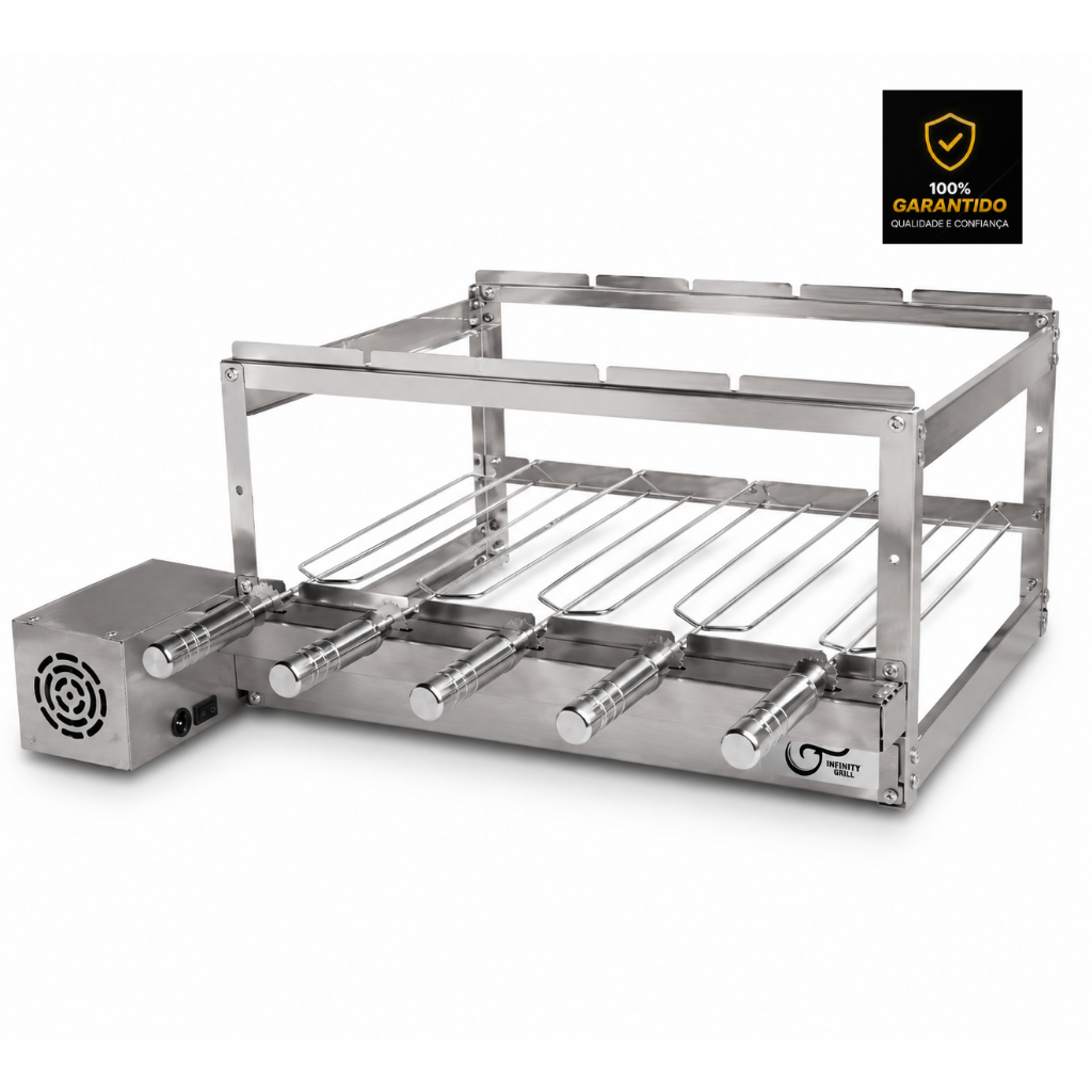 Churrasqueira Gira Grill Elétrico 5 Espetos 100% Inox