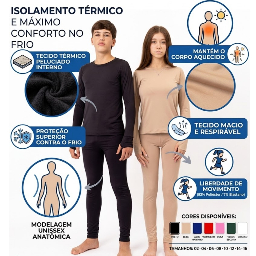 Blusa Térmica Peluciada Segunda pele  Infantil Juvenil Unissex