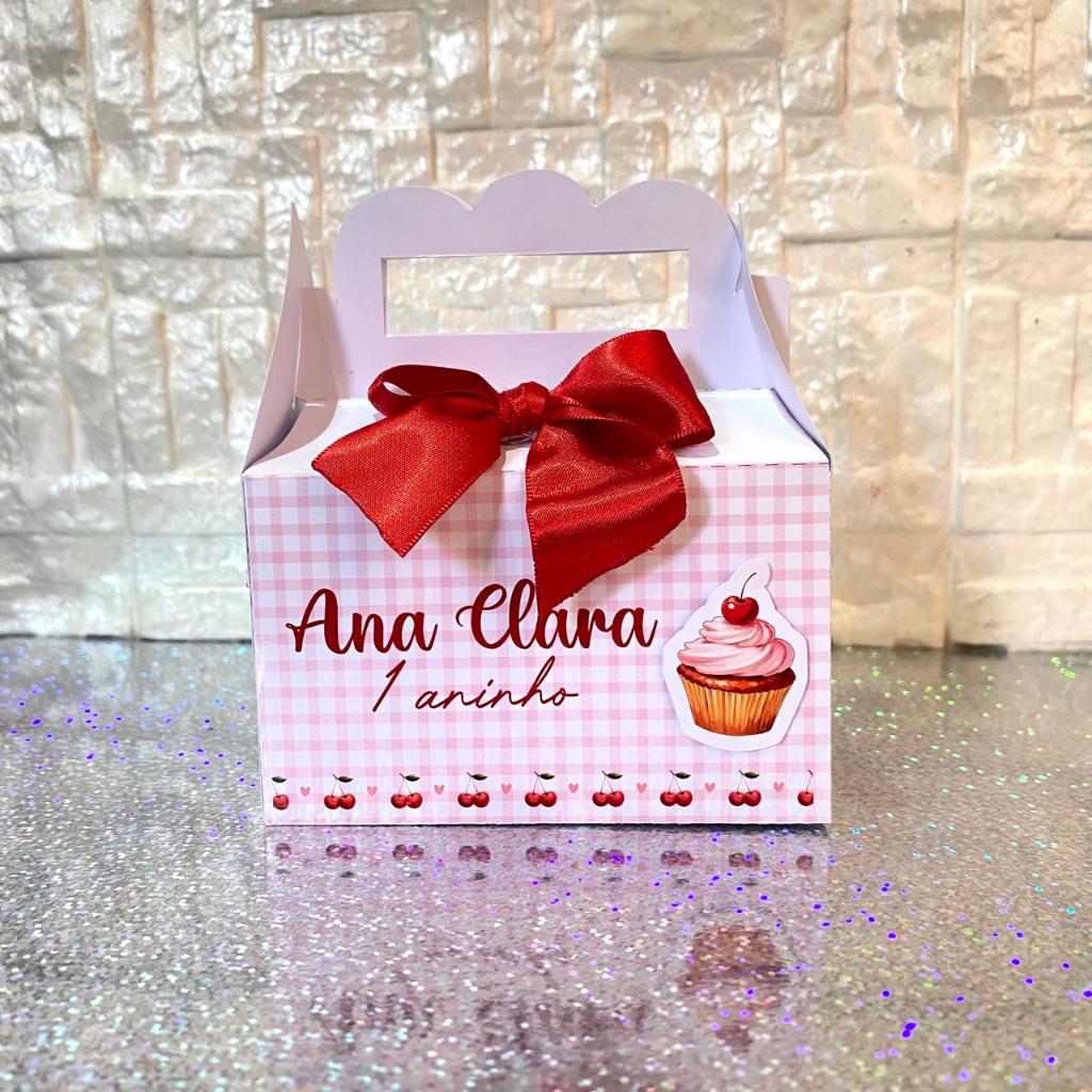 Kit Caixinha Maleta Cerejinha Personalizada Lembrancinha de Festa Infantil Aniversário