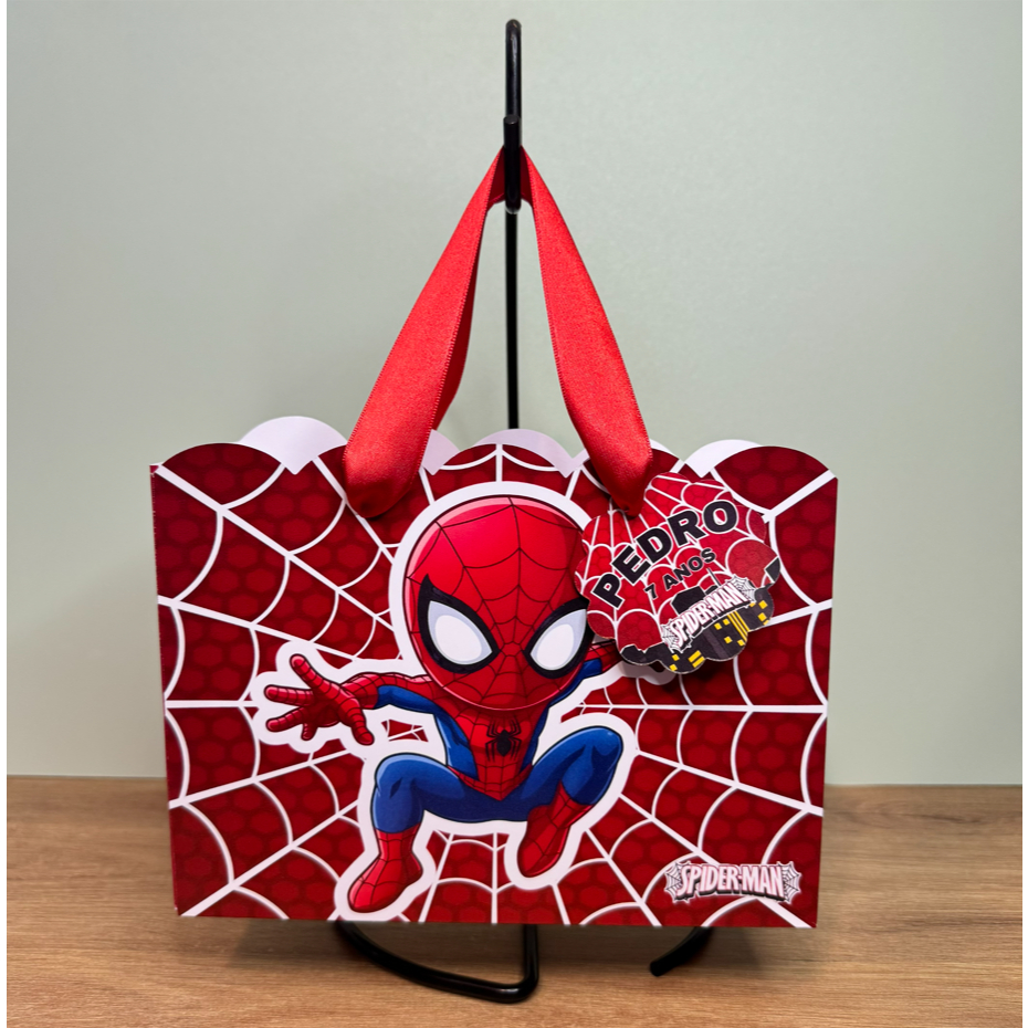 Lembrancinha Personalizada Sacolinha Nuvem Homem Aranha Baby com Tag - PEGUE E MONTE