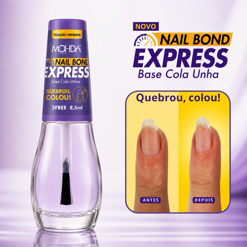 NAIL BOND EXPRESS Mohda Base Cola Unha - Cola Unha Quebrada Fixação Imediata