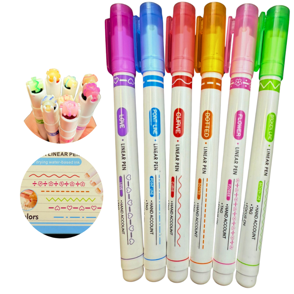 Kit 6 Cores Caneta Carimbo Roller Colorido Papelaria/Papelaria Fofa