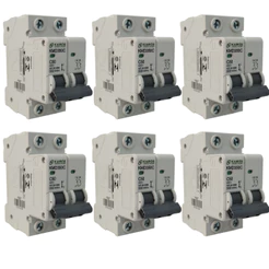 Disjuntor Em Atacado Din Bipolar Duplo Kit 06 De 6a Até 63a