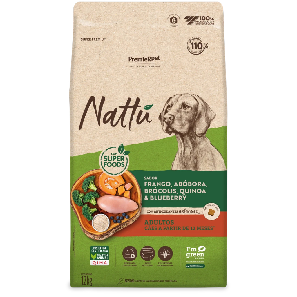 Ração Premier Cães Adultos Sabor Abóbora 12Kg Nattu