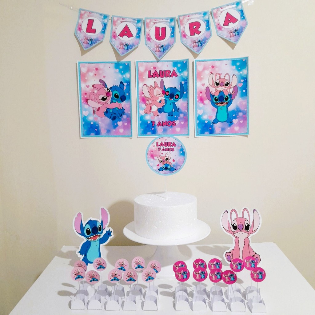 Kit Festa Stitch e Angel Personalizado, Só um bolinho, Lembrancinhas, Aniversário infantil, Festa em casa