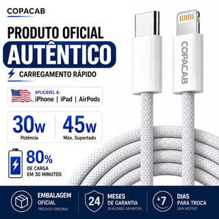 Cabo USB-C para Lightning / Tipo C para Tipo C 30W PD Carregamento Rápido,1M/2M, p/ iPhon…