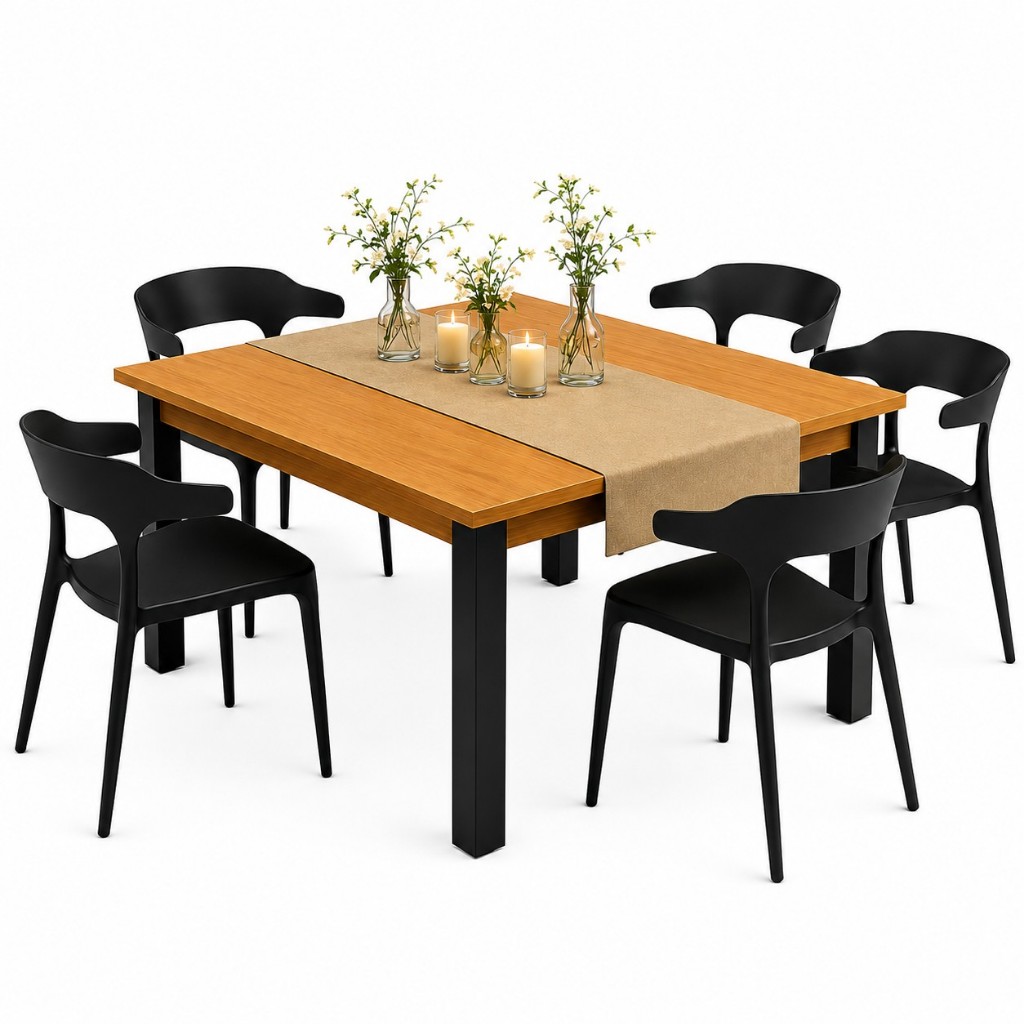 QUEIMA DE ESTOQUE - Kit Mesa de Jantar com 6 Cadeiras Modelos - Ideal para Sala e Cozinha