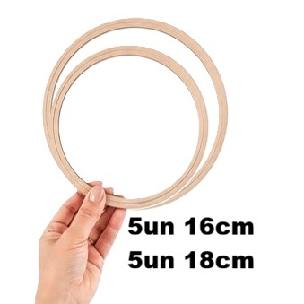 Kit 10un Bastidores 16cm 18cm Moldura Bordado Crochê Mandala Macrame Aro Argola Circulo de madeira p/ Artesanato Mobile