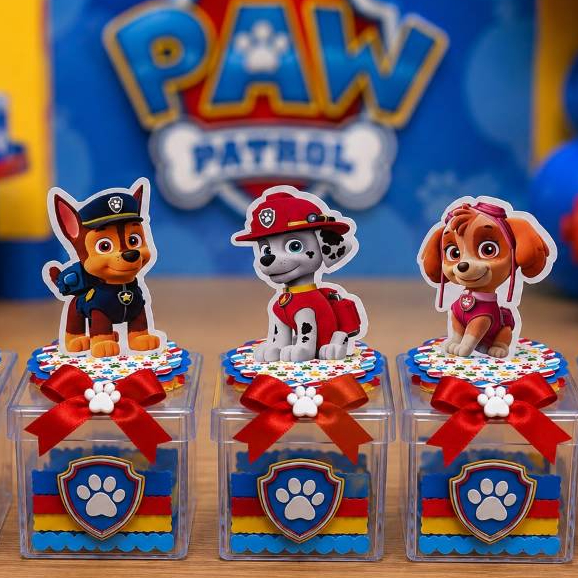 Aplique Patrulha Canina 3D Personagens em Pé 5cm | Enfeite para Caixa Acrílica 5x5cm | Lembrancinha Festa Infantil