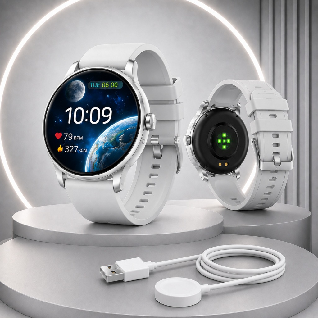 Relógio Smartwatch Bluetooth Redondo Notificações Ligações Monitoramento Esportivos