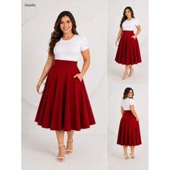 Saia Midi godê rodada feminina malha crepe cintura alta moda evangélica ( entrega rápida)