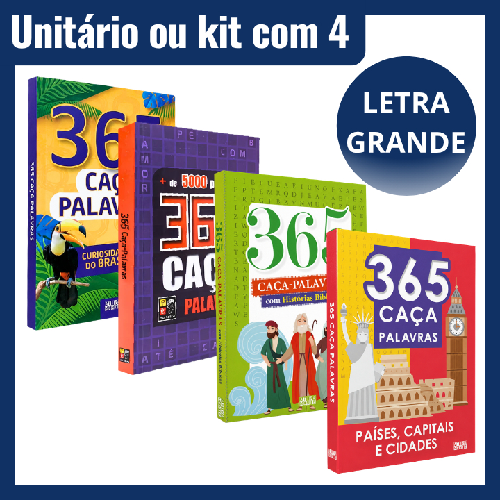 365 Caça Palavras Livro Letras Grandes Kit ou unitário 4 Modelos