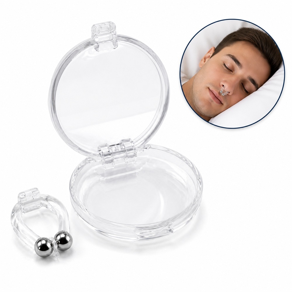 Kit Clipe Nasal Dispositivo Anti Ronco Dilatador Nasal Magnético Aparelho Respiração Sono Apneia Reutilizável com Estojo