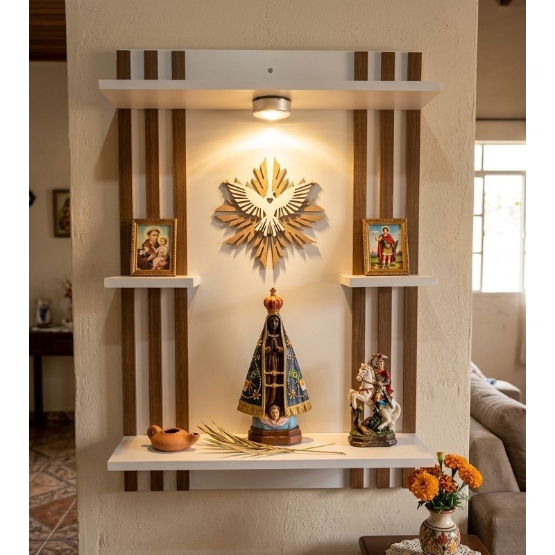 Oratório de parede em MDF branco personalizado.