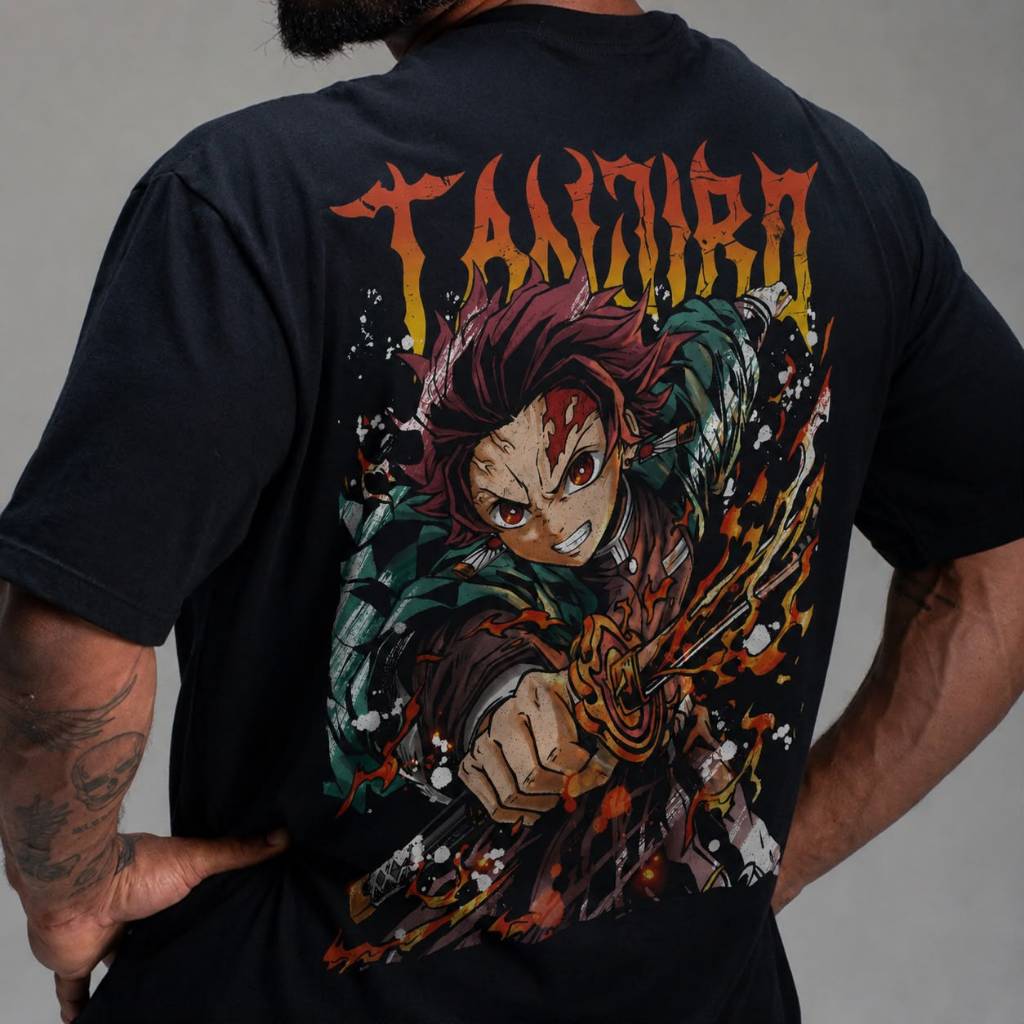 CAMISETA OVERSIZED DEMON SLAYER, TANJIRO, SHINOBU, AKAZA, KOKUSHIBO E INOSUKE, CAMISETA ACADEMIA, ALGODÃO, UNISSEX