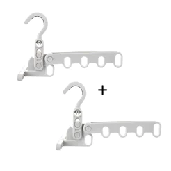 Kit 2 Cabideiro Dobrável 5 Furos Organizador de Cabides Rack de Secagem para Porta