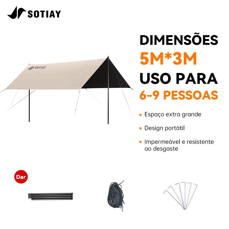 Toldo Camping Impermeável Anti-UV, Ideal para Piquenique e Aventuras ao Ar Livre